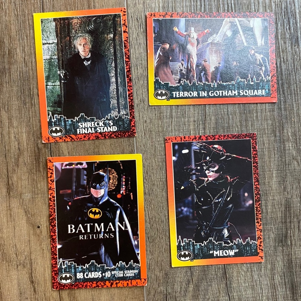 Vintage 1992 Topps Batman Returns Trading‎ Cards Lot of 4 Catwoman Shreck